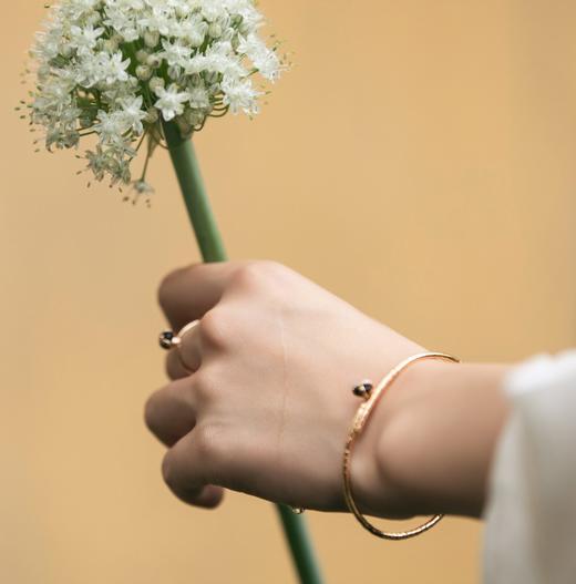 ［结·锁系列］18K玫瑰金钻石黑玉髓手镯 商品图4