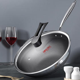 康巴赫316双面屏旗舰款不粘锅第三代不锈钢炒菜锅CYS32S2