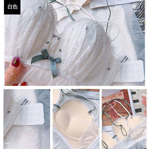 白色内衣女聚拢无钢圈日系少女蕾丝调整型性感美背收副乳文胸套装 商品图3