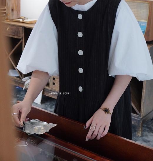 FRANCESCA卡其/浅灰/白/黑波波短袖 商品图1