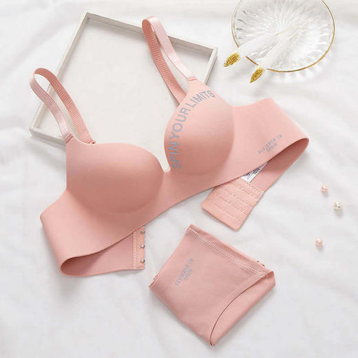 无钢圈日系简约无痕少女内衣套装小胸聚拢调整型一片式防下垂文胸 商品图4