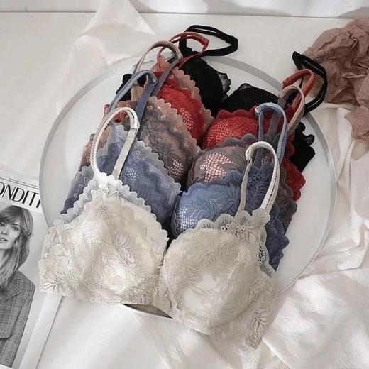 无钢圈内衣女聚拢小胸防下垂加厚文胸收副乳蕾丝美背薄款胸罩套装 商品图4