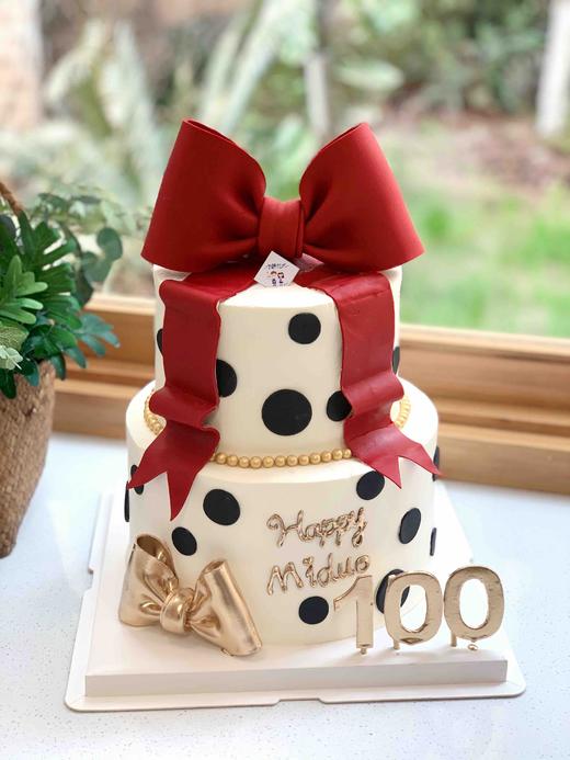 双层翻糖蝴蝶结奶油蛋糕 下单前请仔细阅读商品详情 商品图0