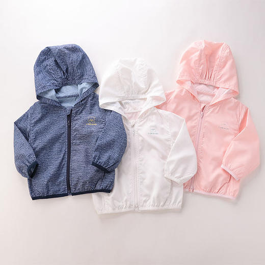 拉比-童衣类（春）D0萌趣印花连帽全开外套米白 商品图1