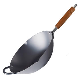 日本原装进口Nature Living单柄中式纯铁无涂层炒菜锅