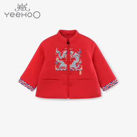 英氏-童衣类（冬）D0新针短外套, 新年红, 80CM