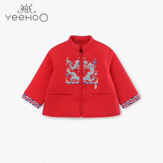 英氏-童衣类（冬）D0新针短外套, 新年红, 80CM 商品图0
