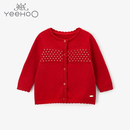 英氏-童衣类（冬）D0新毛短外套, 新年红, 100CM 商品图0