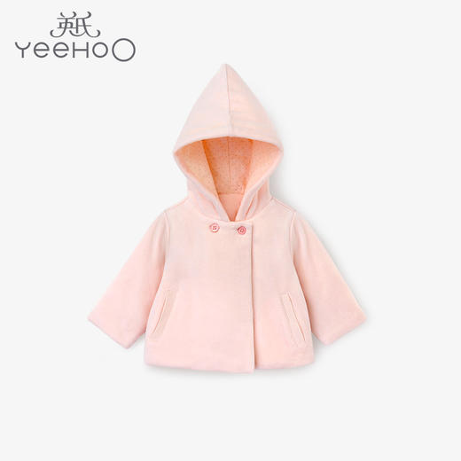 英氏-童衣类（秋）D0英针短帽外套 花粉色 100CM 商品图0