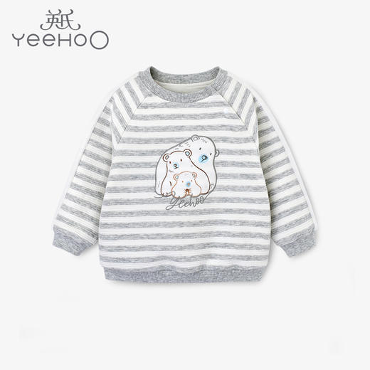 英氏-童衣类（秋）D0英针圆领长套衣浅花灰110CM 商品图0