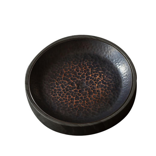 茶香记 手工锤纹圆子干泡台铜砚壶承手工锤纹紫铜歙砚茶道零配 商品图4