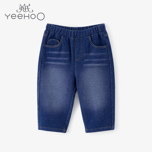 英氏-童衣类（春）E1英针长裤深牛仔蓝100CM 商品图0