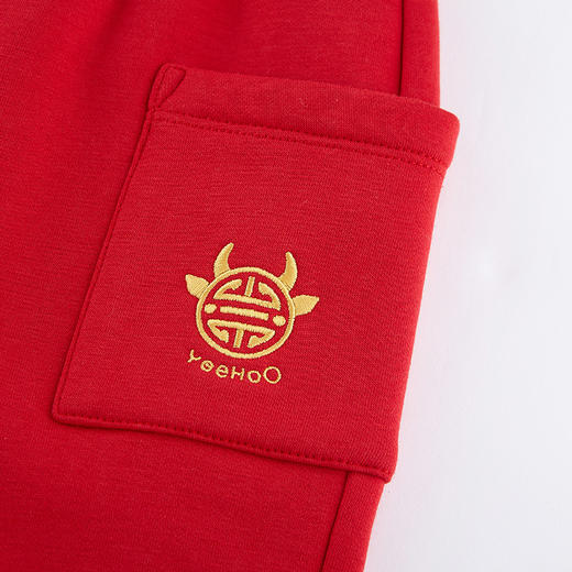 英氏-童衣类（冬）D0新针长裤, 新年红, 100CM 商品图3