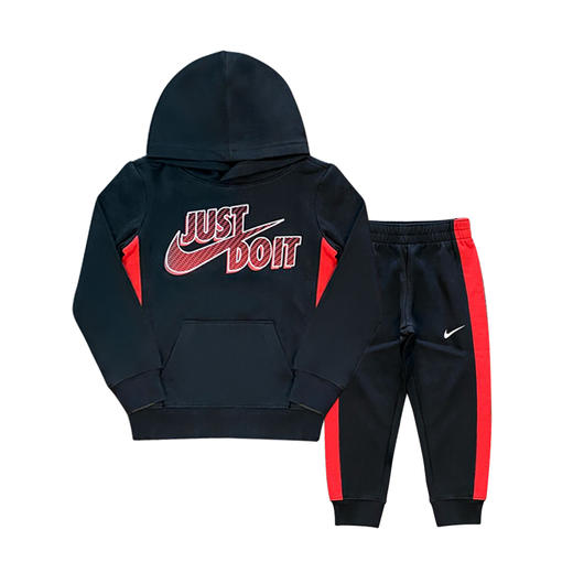 耐克-童衣类（冬）D0小童套头连帽卫衣套装正黑色 商品图0