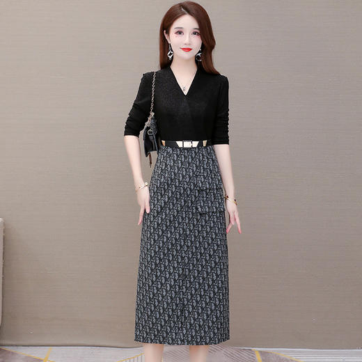 YWE  KED932F63南韩网拼接貂绒连衣裙 商品图2