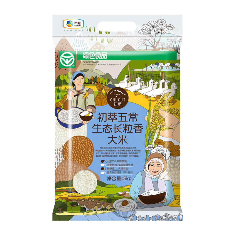 中粮初萃 五常生态长粒香大米5kg