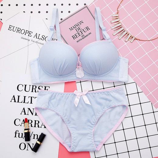 无钢圈文胸套装少女士聚拢小胸罩薄款高中学生大学生韩版内衣内裤 商品图1