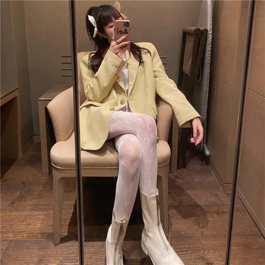 网红性感月亮连裤袜女秋冬打底薄款时尚百搭外穿弹力渔网连脚丝袜 商品图3