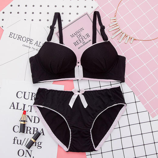 无钢圈文胸套装少女士聚拢小胸罩薄款高中学生大学生韩版内衣内裤 商品图0