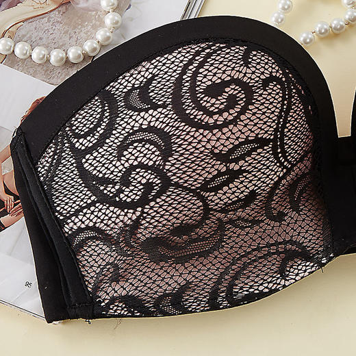 无肩带内衣聚拢防滑上托无钢圈文胸女抹胸薄款隐形小胸贴加厚性感 商品图3