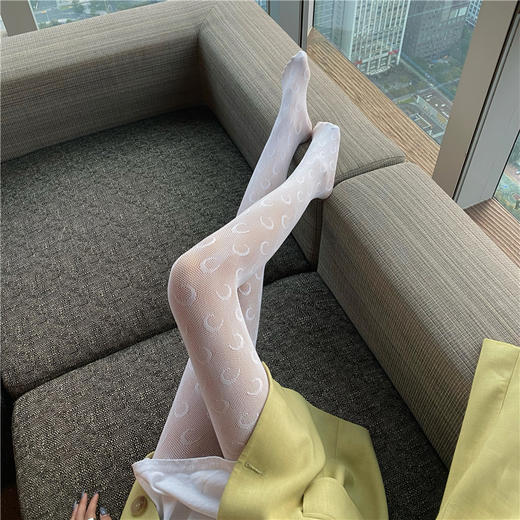网红性感月亮连裤袜女秋冬打底薄款时尚百搭外穿弹力渔网连脚丝袜 商品图1
