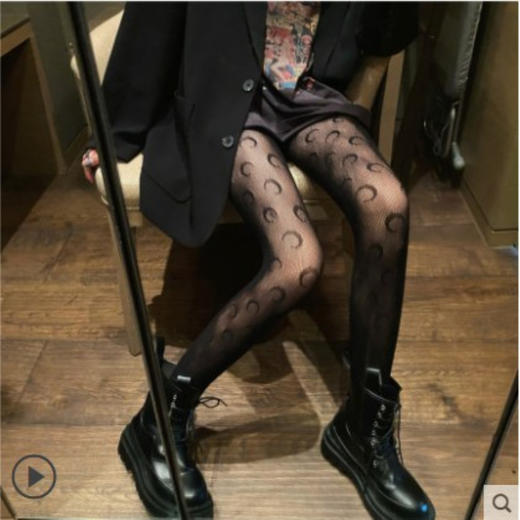 网红性感月亮连裤袜女秋冬打底薄款时尚百搭外穿弹力渔网连脚丝袜 商品图2