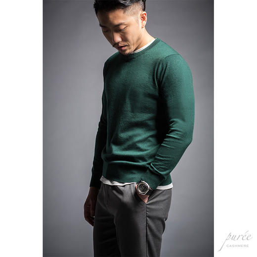 Puree｜#1989 ultra-light superfine basic sweater 超轻精纺纯羊绒基础男款毛衣 [藏蓝 / 绿 / 酒红 / 灰] 商品图8