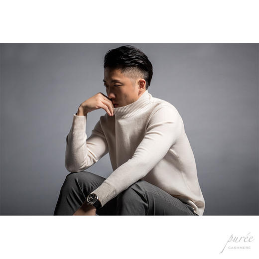 Puree｜#1990 half-neck men's sweater 羊绒羊毛混纺半高领男款毛衣 [黑 / 白] 商品图3