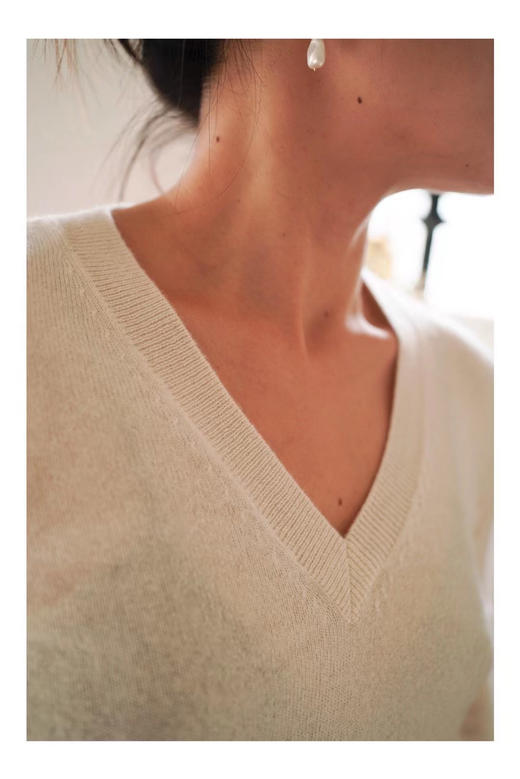 Puree｜#1987 deep v-neck basic sweater 纯羊绒V领基础款毛衣 [黑 / 白 / 灰] 商品图0