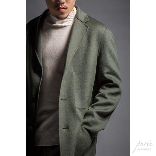 Puree｜#homme-3 pocket details coat 羊绒羊毛混纺男款单排扣极简翻盖袋大衣 [绿 / 灰] 商品图3
