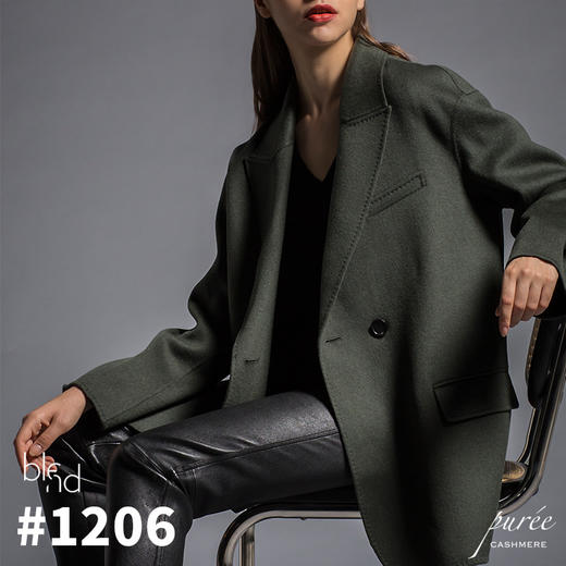 Puree｜#1206 boyfriend blazer 羊绒羊毛混纺男友风松身长夹克 [藏蓝 / 绿] 商品图7