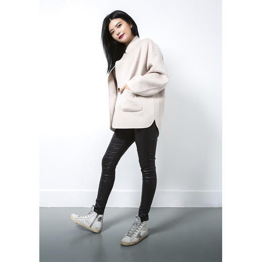 Puree｜#0315 羊绒羊毛混纺拼接设计oversized夹克 [黑 / 燕麦 / 绿] 商品图9