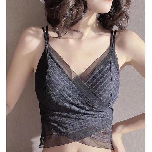 爆款魔术贴美背直播新概念蕾丝背心交叉调节带文胸乳胶内衣女 商品图0