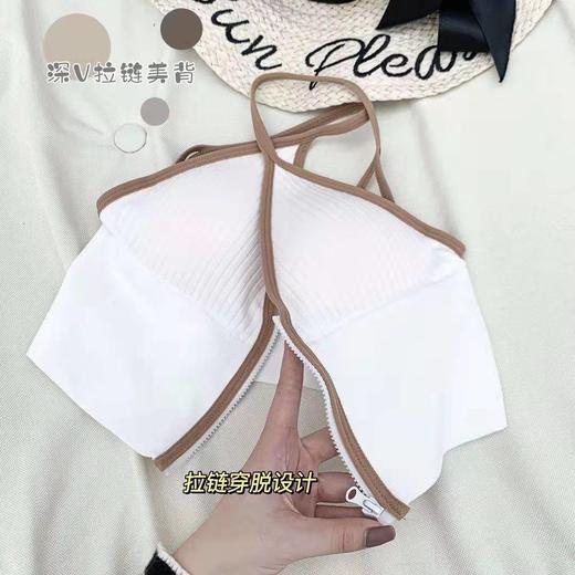 新款 深V前拉链美背女神打底吊带背心带胸垫百搭小心机细肩带裹胸 商品图3