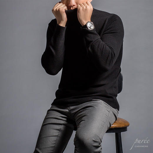 Puree｜#1990 half-neck men's sweater 羊绒羊毛混纺半高领男款毛衣 [黑 / 白] 商品图1