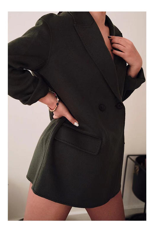 Puree｜#1206 boyfriend blazer 羊绒羊毛混纺男友风松身长夹克 [藏蓝 / 绿] 商品图2