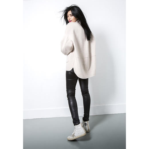 Puree｜#0315 羊绒羊毛混纺拼接设计oversized夹克 [黑 / 燕麦 / 绿] 商品图10