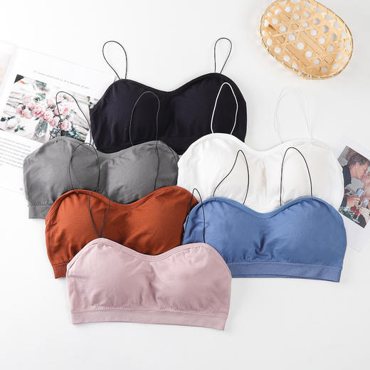 吊带背心少女美背裹胸性感抹胸细肩带无钢圈防走光聚拢运动内衣女 商品图1