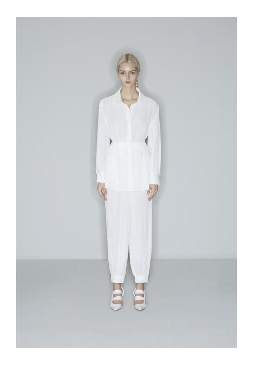 压褶条纹衬衫 商品图0