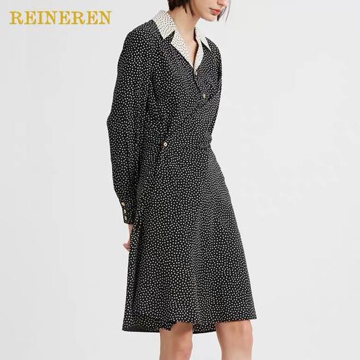 黑白波点撞色连衣裙 商品图1