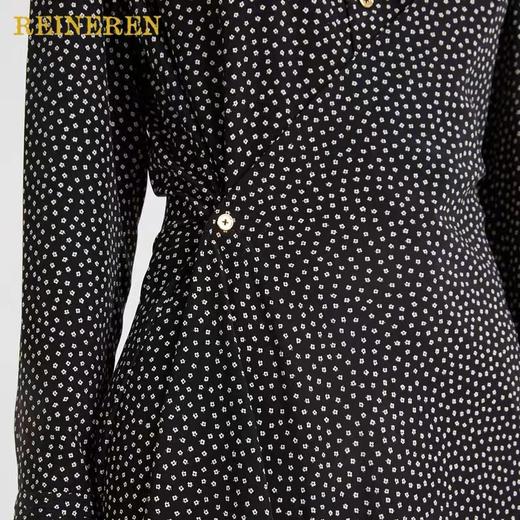 黑白波点撞色连衣裙 商品图2