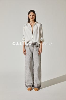 星辰珠饰细节翼领衬衫