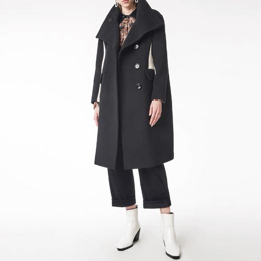 黑白撞色针织拼接羊毛大衣 商品图0