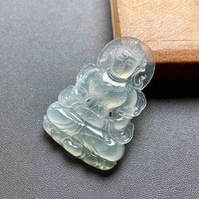 高冰种飘花翡翠精雕度母