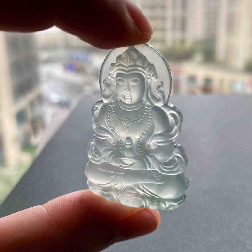 高冰种飘花翡翠精雕度母 商品图9