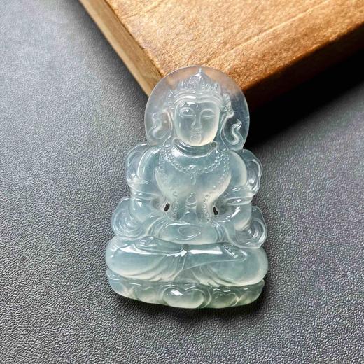 高冰种飘花翡翠精雕度母 商品图2