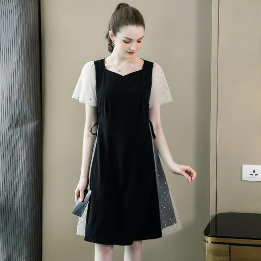 【清仓超15天不保价】奢姿2024夏季新款胖mm大码女装减龄裙子网纱拼接遮肚连衣裙CY22XL73200【1】 商品图3