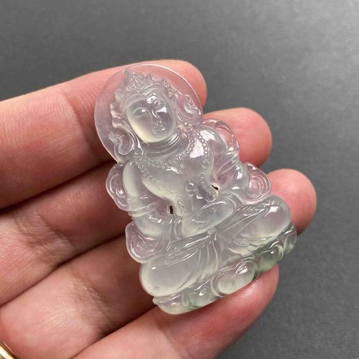 高冰种飘花翡翠精雕度母 商品图6