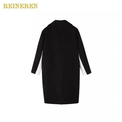 黑白撞色针织拼接羊毛大衣 商品图2