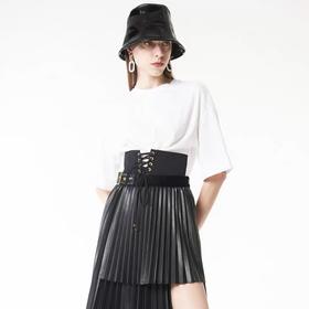 腰封绑带假2件短T